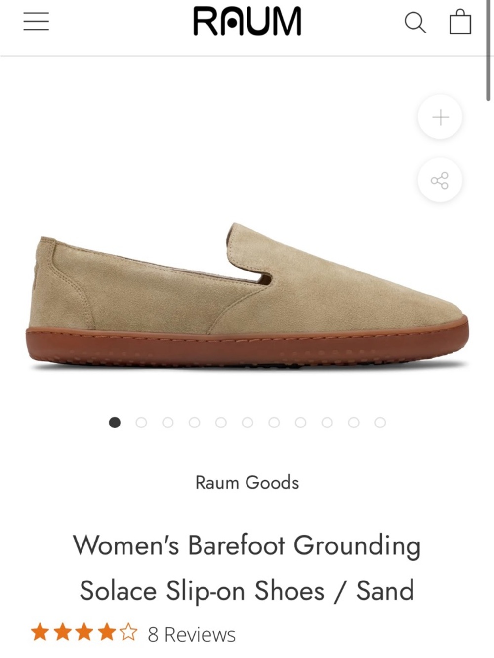 New Raum Goods Women's Barefoot Grounding Solace Slip-on Shoes / Sand US Size 6